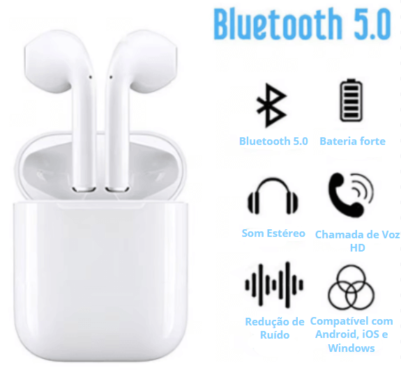 Fone de Ouvido TWS Bluetooth v5.0 Touch - i12